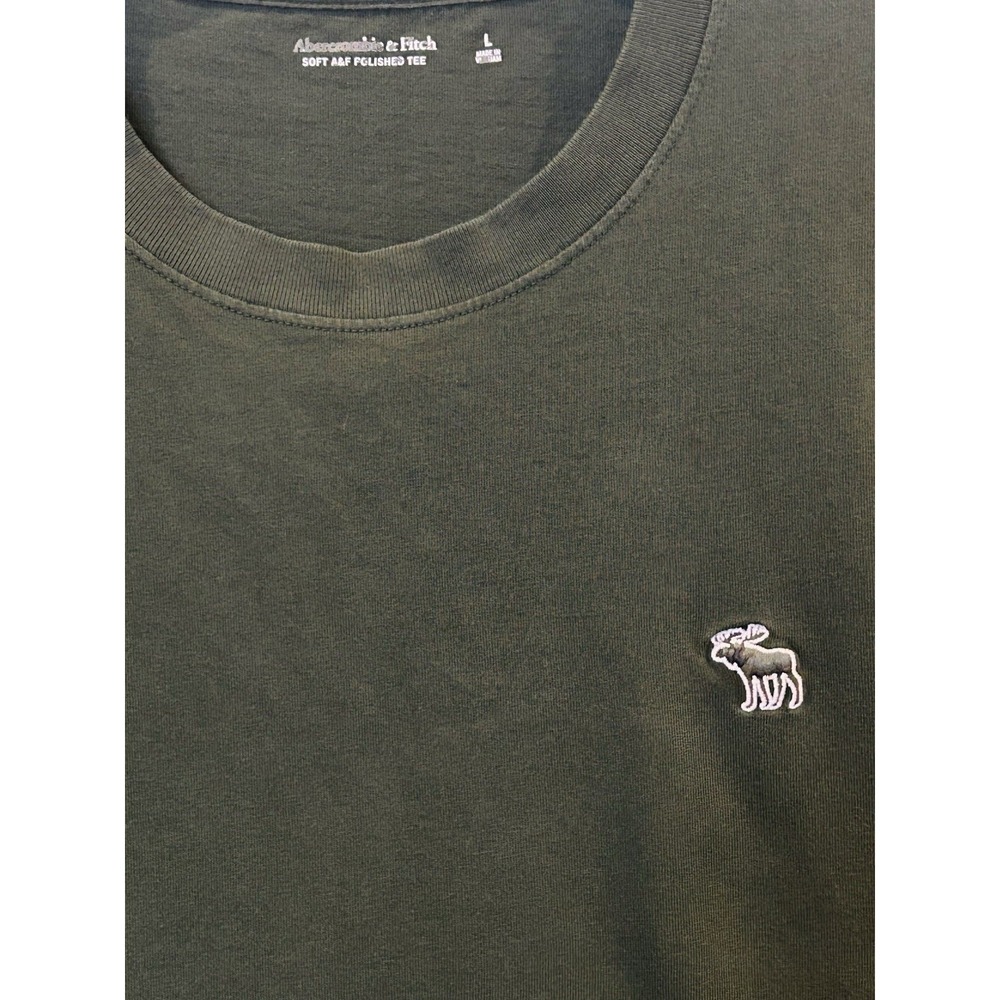 Abercrombie & Fitch Men's Large Green T-Shirt Crew Short Sleeve Moose Logo - Picture 2 of 7